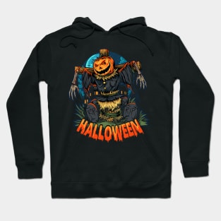 halloween pumpkin scarecrow middle cemetery halloween night Hoodie